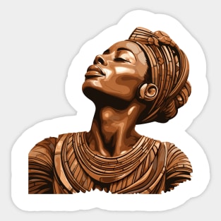 Wooden Carving of a Braided African Woman Sticker